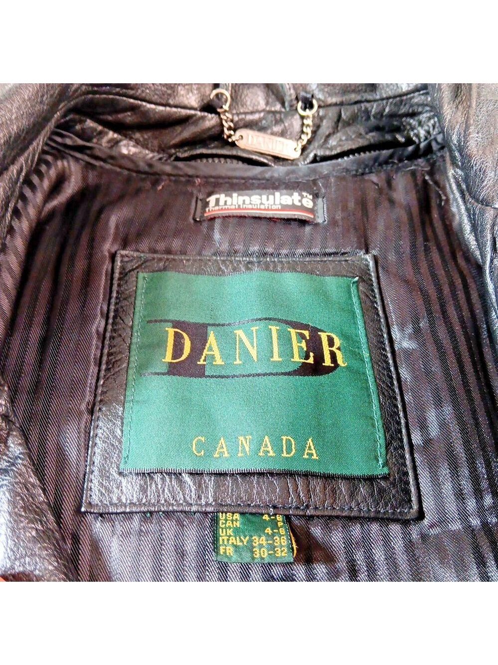 Small 4-6 Danier Leather Y2K Womens Black Leather Jacket Thinsulate 2001 Design - Picture 2 of 13